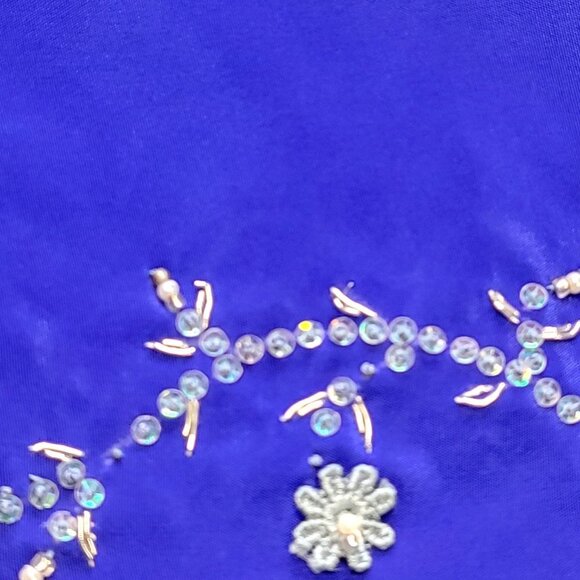 Blue and Grey Saree with Sequins and Beads- Unstitched- NEW - Picture 10 of 11